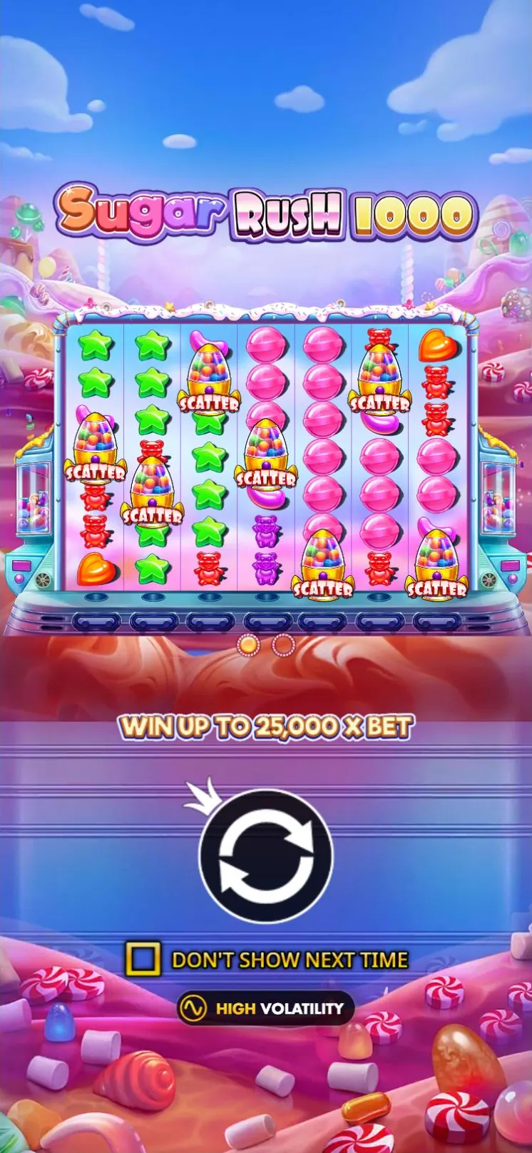 Sugar Rush 1000 start screen on a phone