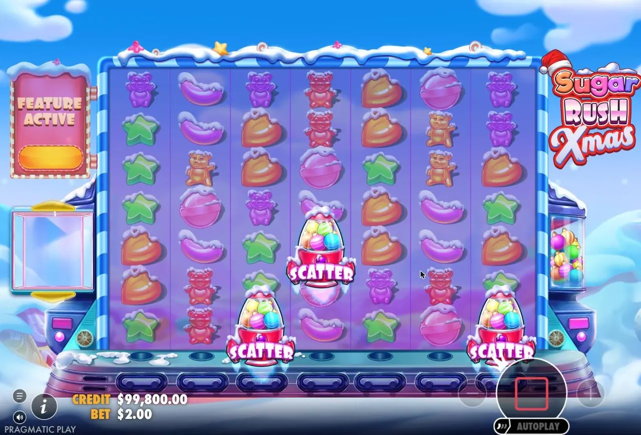 Three bauble-filled gumball rocket scatters land on the Sugar Rush Xmas grid