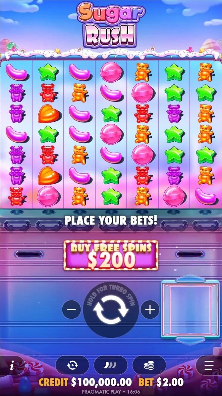 Sugar Rush base game in portrait on a phone